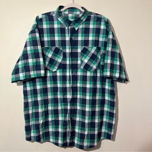 ECKO Unlimited plaid button up short sleeve shirt men’s 3XB plus size vintage‎